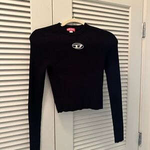 Diesel Black Ribbed Crew Neck Top